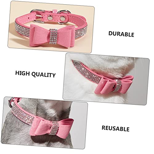 TOGEVAL Collier Réglable pour Chien avec Nœud Décoratif et Pierres Brillantes pour Animaux de Compagnie Ideale pour Exer